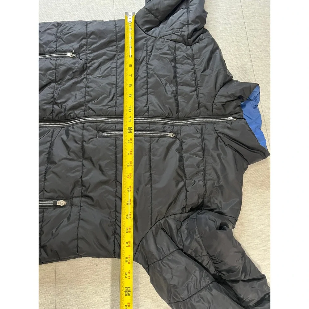 Lands' End Mens Large PrimaLoft Quilted Puffer Jacket Black Insulated Full Zip